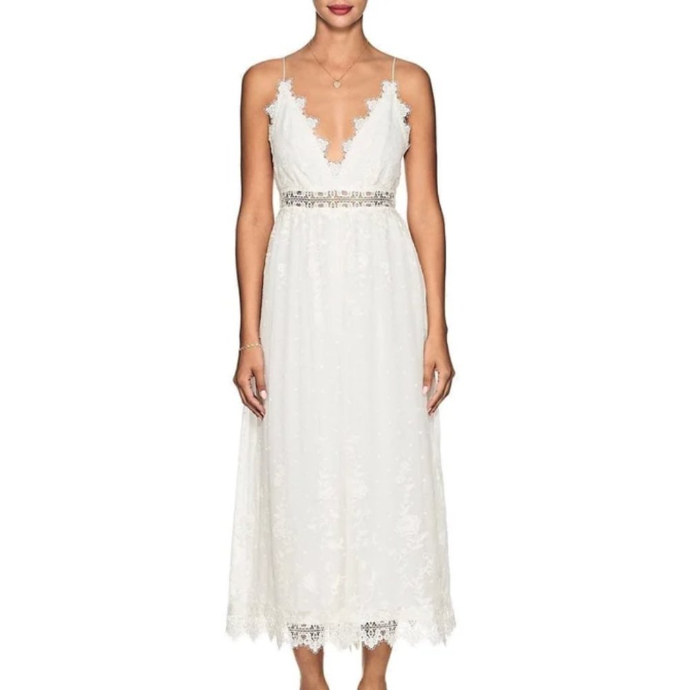 ZIMMERMANN Castile Antique Crochet Trimmed Silk Ivory Jumpsuit Size 0 *Wedding*